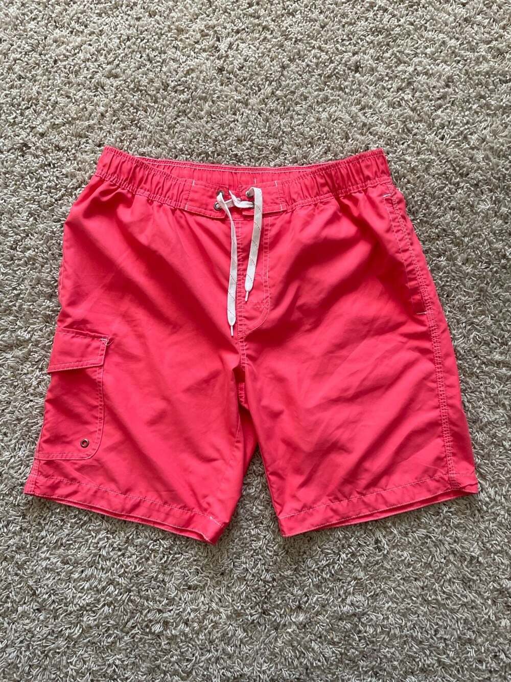 St. John's Bay Men's Coral Red Mesh Lined Cargo Swim Trunks